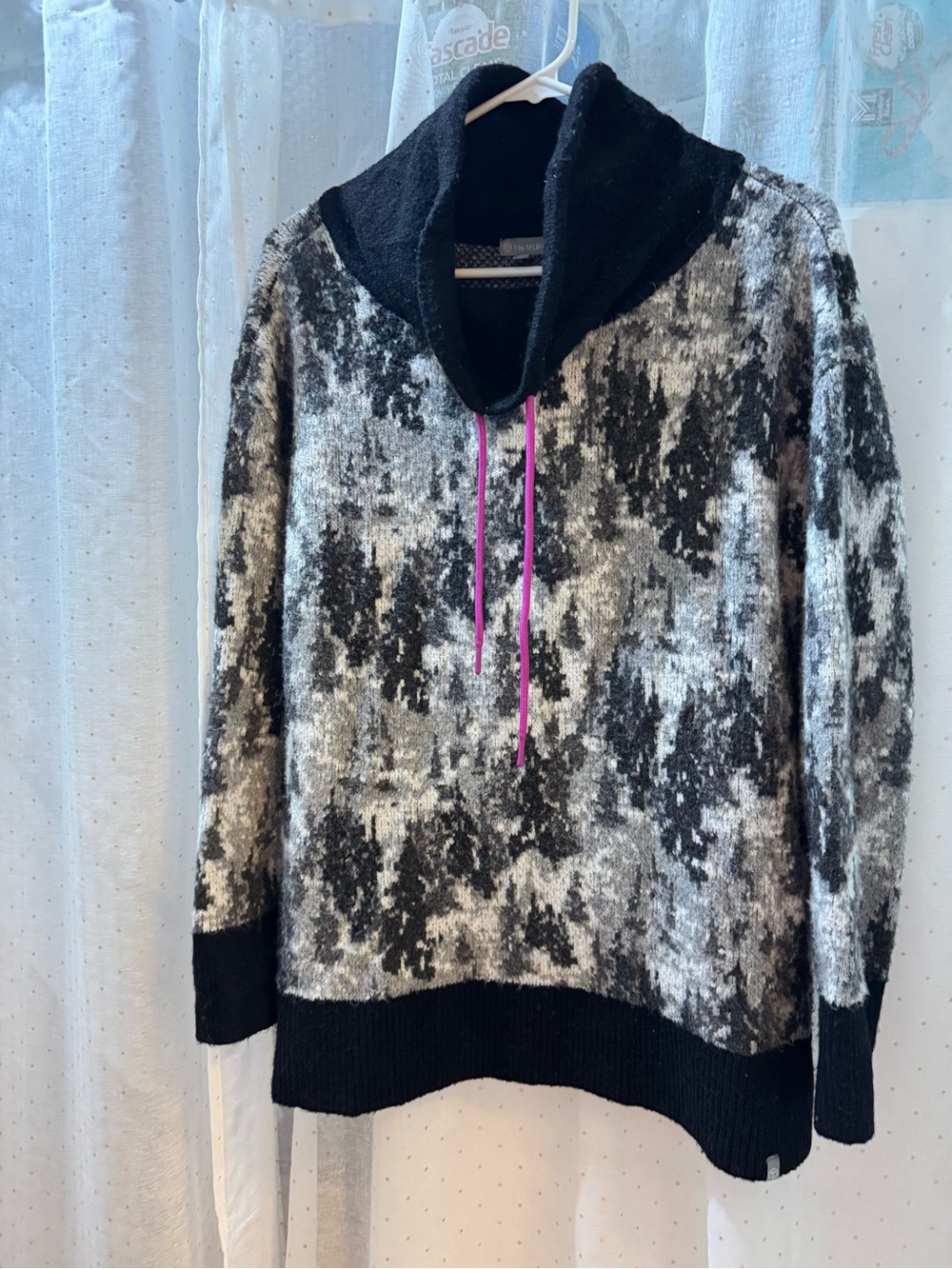 Talbots Black, Gray & Pink Cowl-Neck Sweater